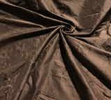Chocolate Brown Floral Jacquard - Silk Dupioni Fabric
