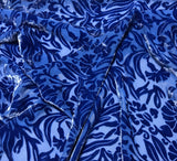 Sapphire Blue Floral - Hand Dyed Burnout Silk Velvet