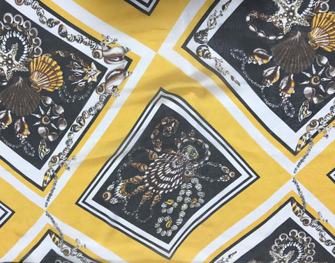 Yellow Seashell Bandanna - Silk Chiffon 2-1/3 Yards x44" Remnant