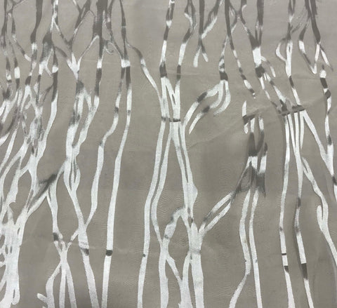 Burnout Devore Satin Fabric - White Twigs