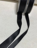 Black with Metallic Silver Double Sided Satin Ribbon Trim Made in France (2 Widths to choose from)
