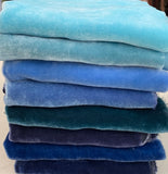 Big Blues Sample Set - Hand Dyed Silk Velvet - 1/4 Yard x 45" Each