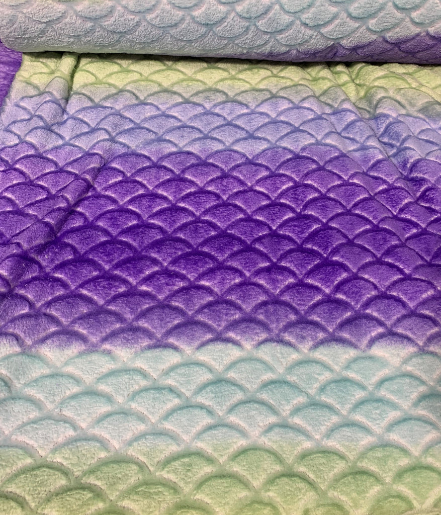 Purple, Green & Blue Mermaid Minky Cuddle Fabric
