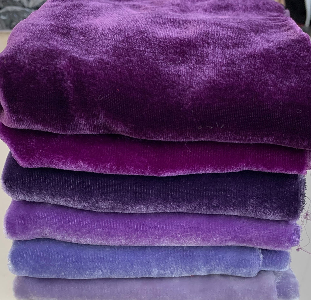 Big Purple Sample Set - Hand Dyed Silk Velvet - 1/4 Yard x 45" Each