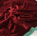 Iridescent Dark Christmas Red Silk Velvet Fabric