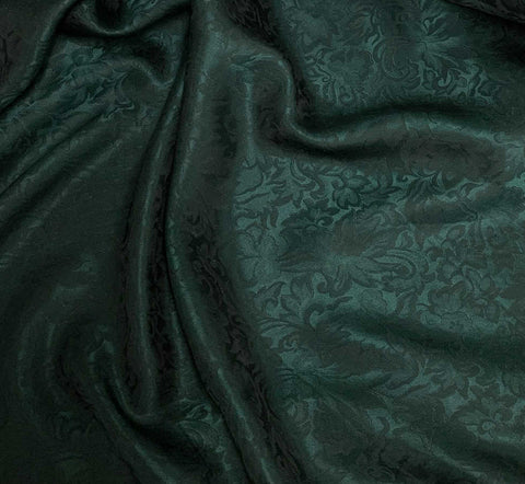 Forest Green Baroque Scroll - Silk Jacquard