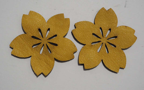 2 PCS Flaxen Yellow Floral pattern Laser Cut & Engraved engrave deals lamb hide skin leather MR19MAY