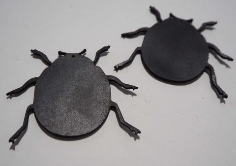 Beetle Bug - Laser Cut Shapes 2 Pc - Black Cow Hide Leather