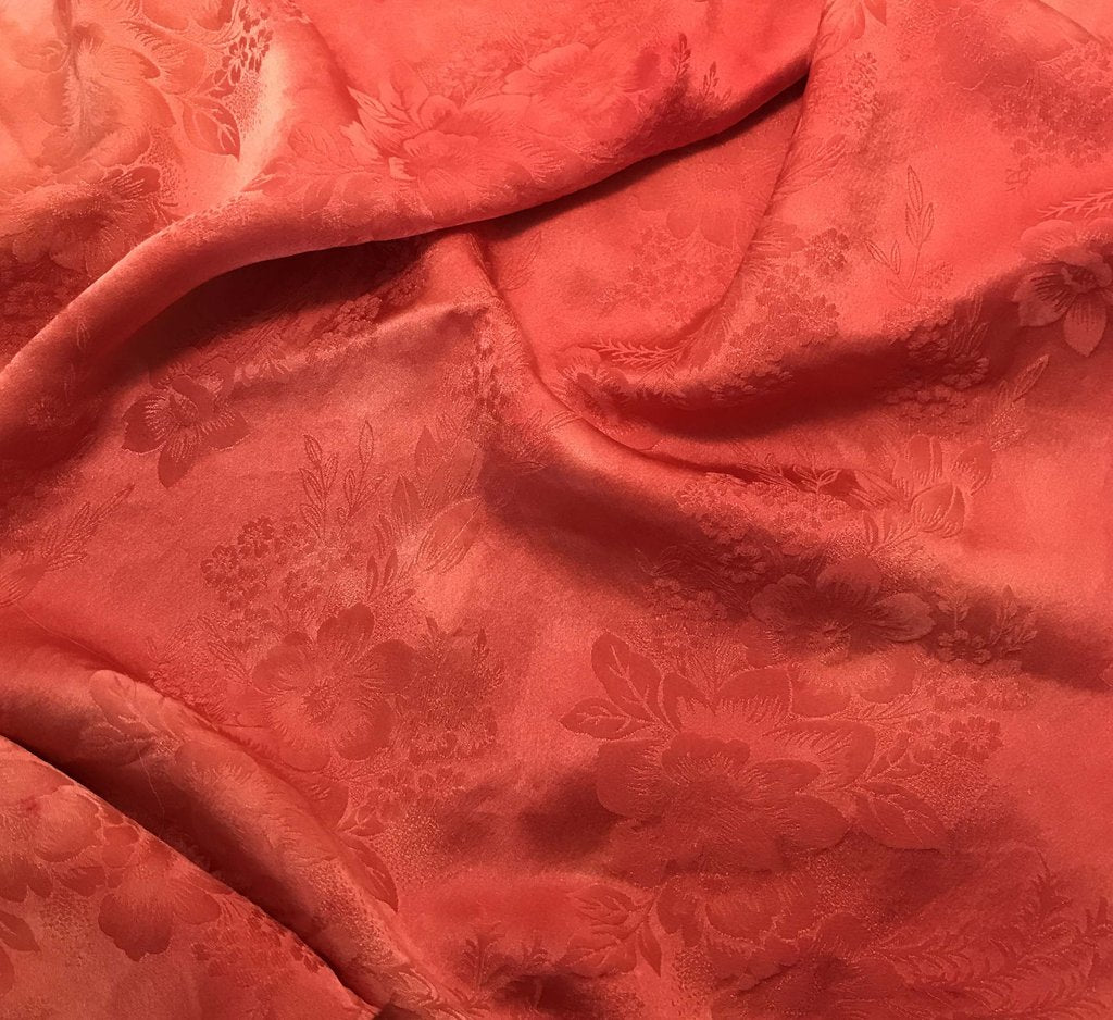 Blood Orange Floral - Hand Dyed Silk Jacquard
