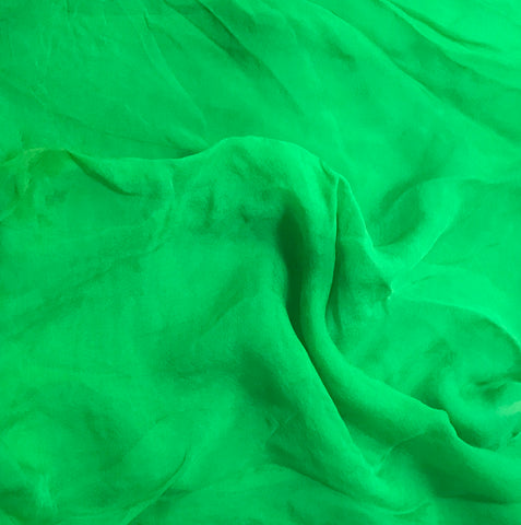 Bright Kelly Green - Hand Dyed Soft Silk Organza
