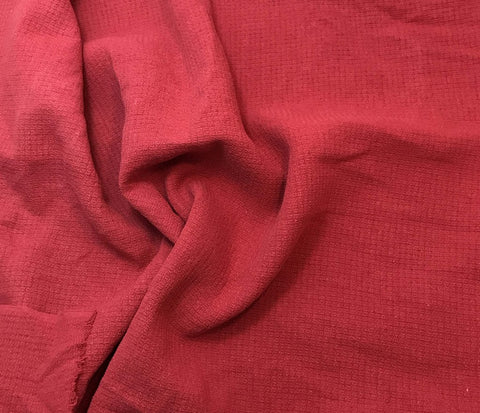 Cherry Red - Hand Dyed Squares Weave Silk Noil