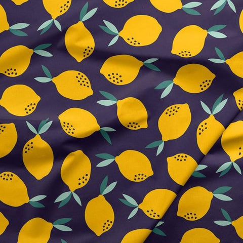 Fruity Lemons Navy- Paintbrush Studio Cotton Fabrics