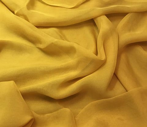 Honey Mustard Yellow - Hand Dyed Soft Silk Organza