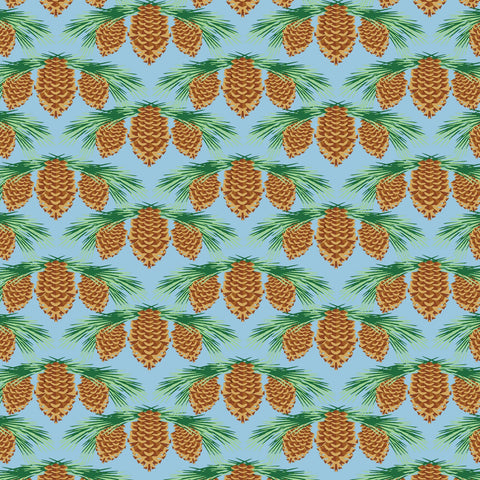 Deco State Flower - Maine - Pine Cone & Tassel - In the Beginning Fabrics - Cotton Fabric 33"x45" Remnant