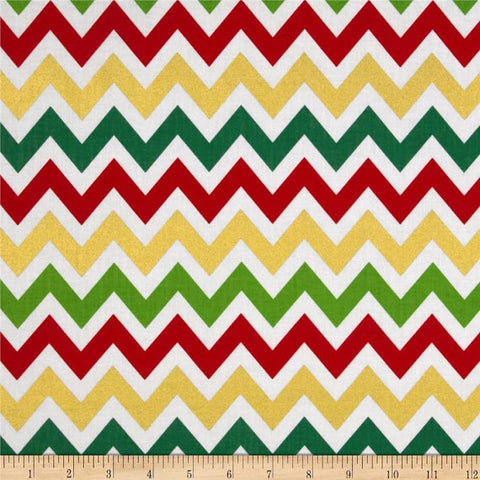 Robert Kaufman - Remix Metallic Large Chevron Holiday - Cotton Quilting Fabric 59" x 45" Remnant