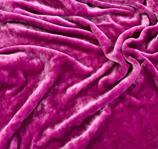 Bright Plum - Hand Dyed Very Plush Long Pile Silk Velvet Fabric
