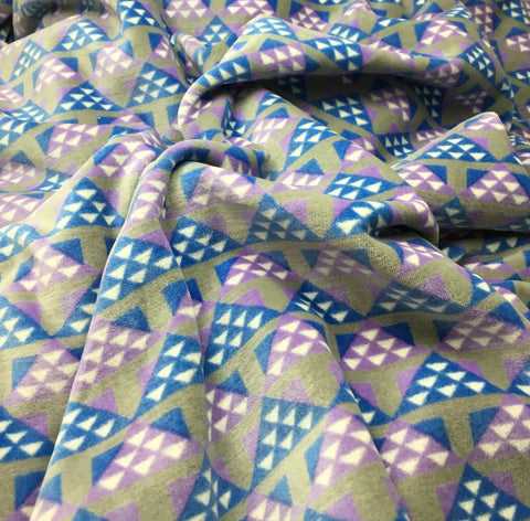 Gray & Purple Geometric Triangles - Cotton Home Dec Velvet Fabric