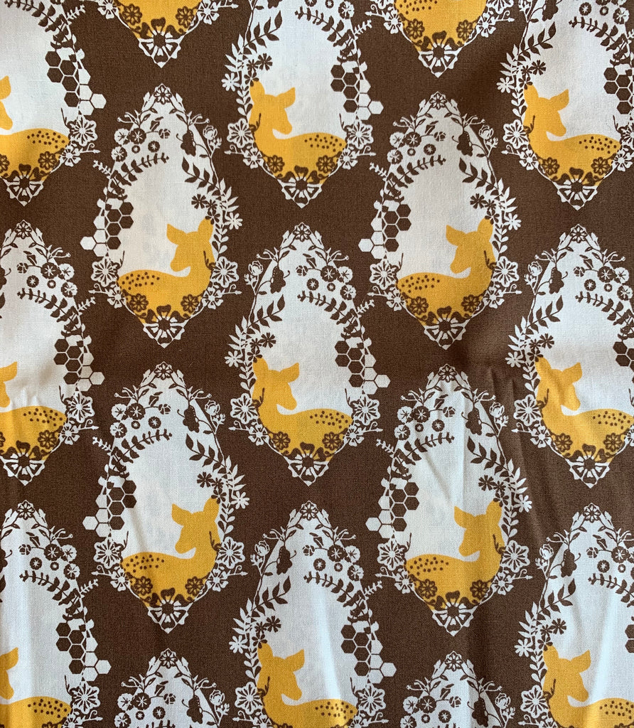 Cherished Deer Sepia - Sweet as Honey - by Art Gallery 100% Cotton Fabric