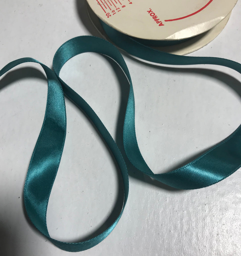 Jade Green 5/8" Vintage Grayblock Double Faced Satin Ribbon x 2yd 11"