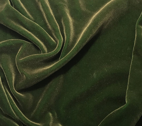 Antique Gold on Kelly Green - Hand Painted Silk Velvet Fabric