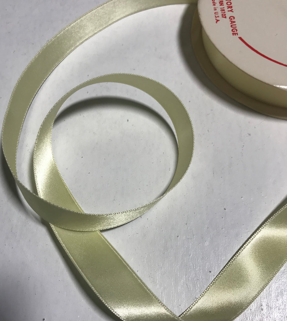 Light Mais Yellow 5/8" Vintage Grayblock Double Faced Satin Ribbon