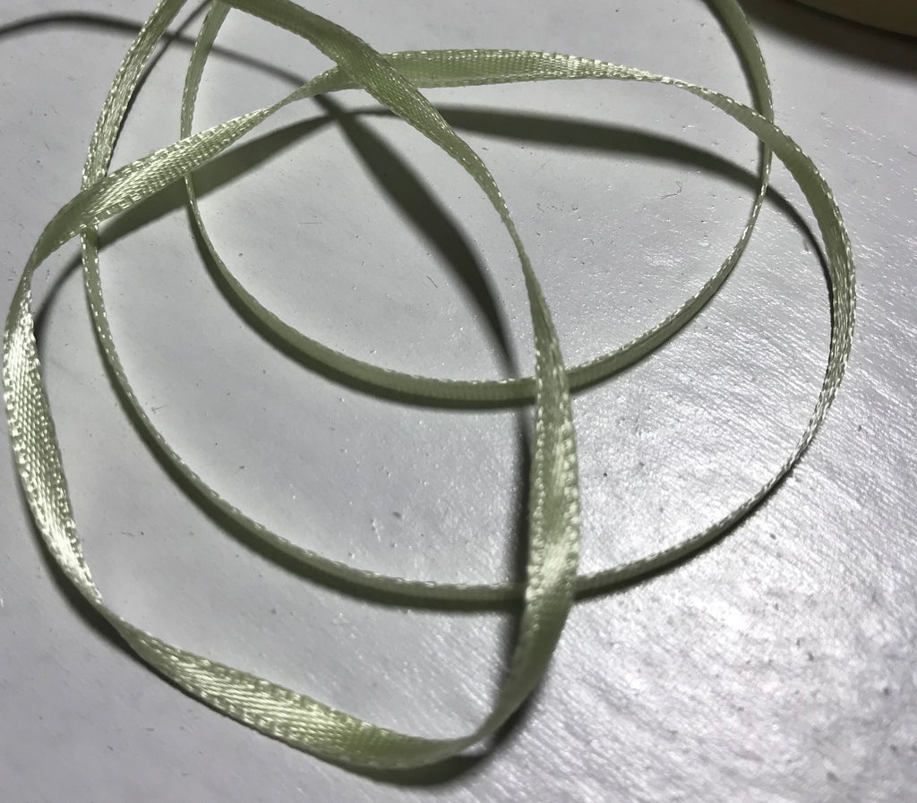 Mint Green 1/8" Vintage Grayblock Double Faced Satin Ribbon x 3yd 27"