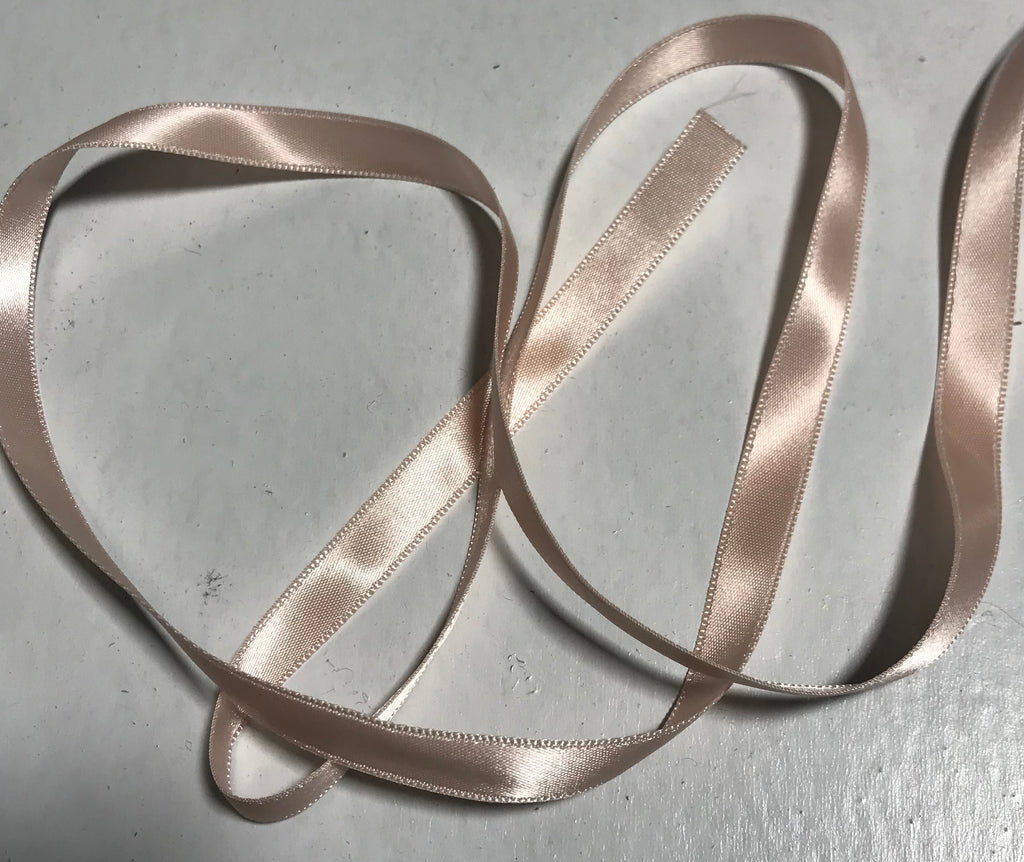Peach 3/8" Vintage Grayblock Double Faced Satin Ribbon