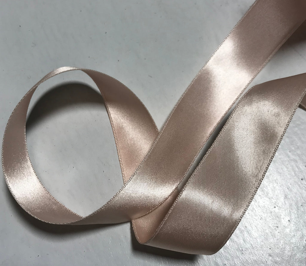 Peach 7/8" Vintage Grayblock Double Faced Satin Ribbon
