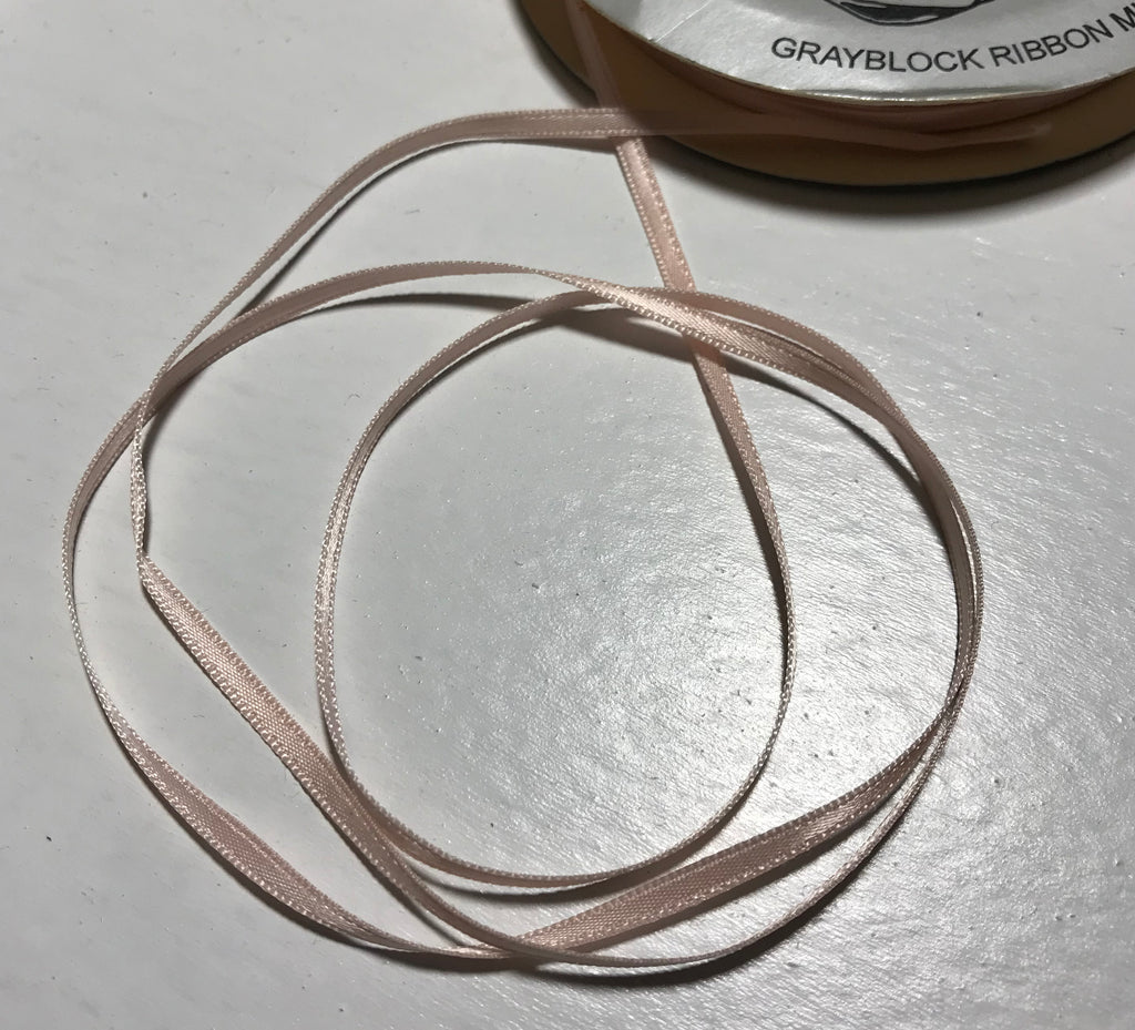Pink 1/8" Vintage Grayblock Double Faced Satin Ribbon