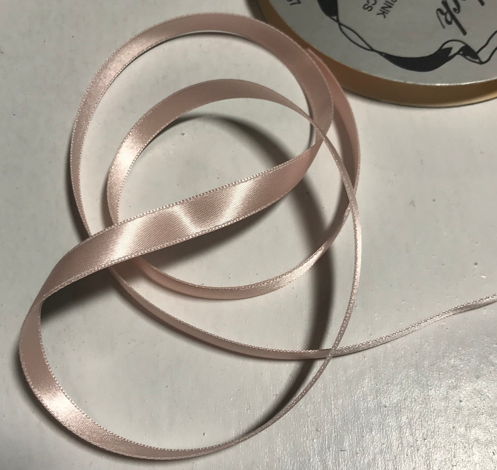 Pink 3/8" Vintage Grayblock Double Faced Satin Ribbon