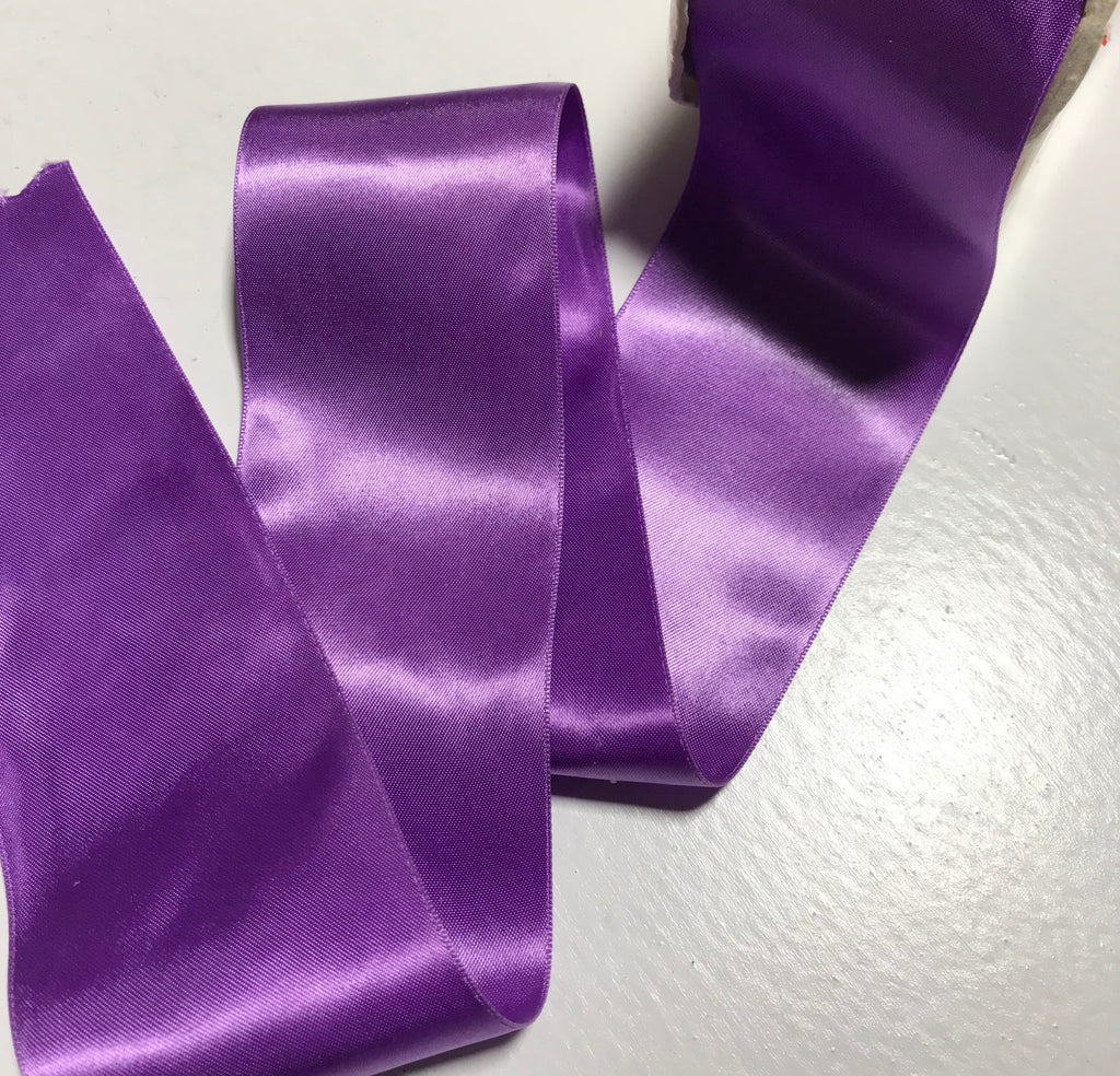 Purple 2 1/4" Vintage Grayblock Double Faced Satin Ribbon (2yd 10")