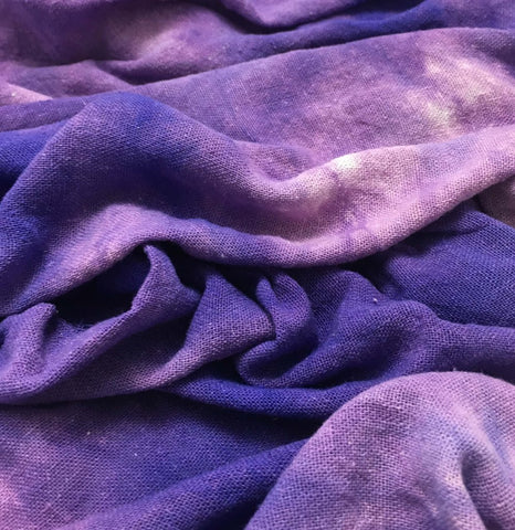 Purple - Hand Dyed Squares Weave Silk Noil