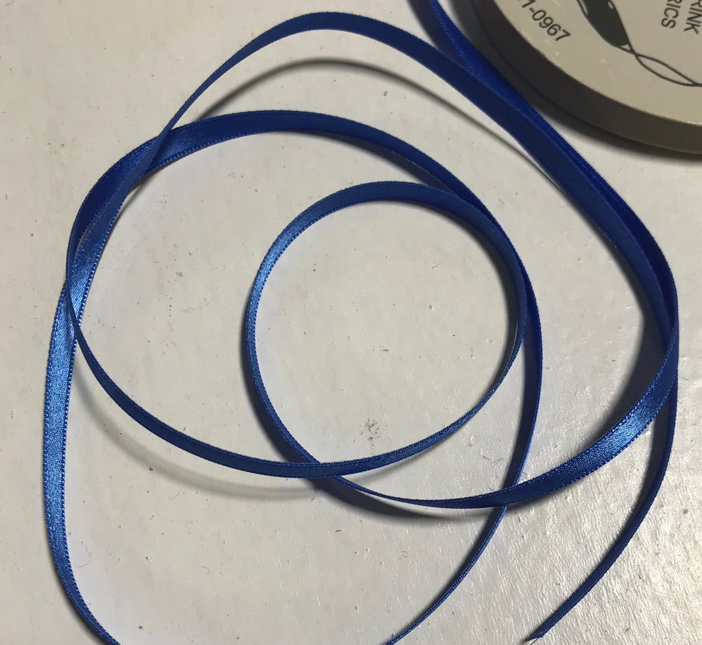 Royal Blue 1/4" Vintage Grayblock Double Faced Satin Ribbon
