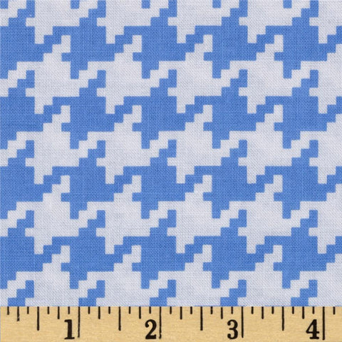 Michael Miller - Everyday Houndstooth - Boy Blue - Cotton Quilting Fabric 1 Yard, 30" x 45" Remnant