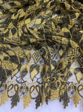 Black & Gold Diamonds Geometric Lace - Schiffli Lace Fabric