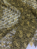 Black Gold Roses - Schiffli Lace Fabric