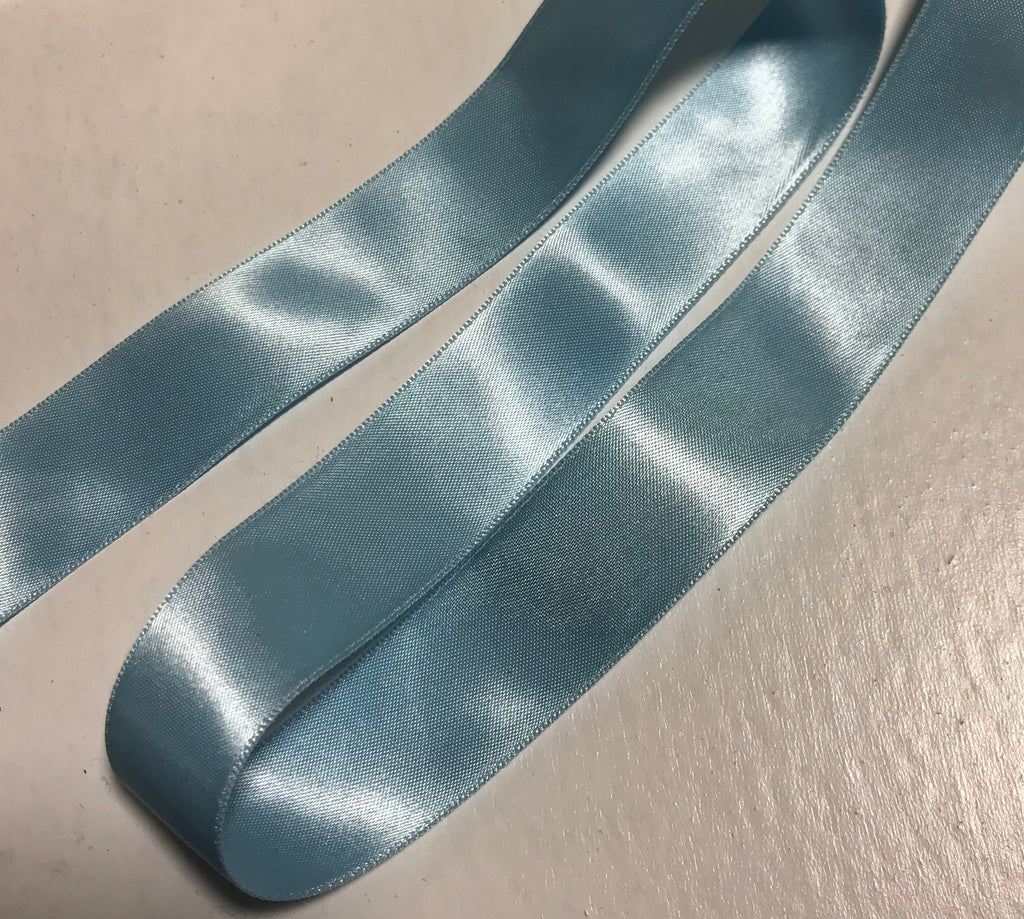 Summer Blue 7/8" Vintage Grayblock Double Faced Satin Ribbon