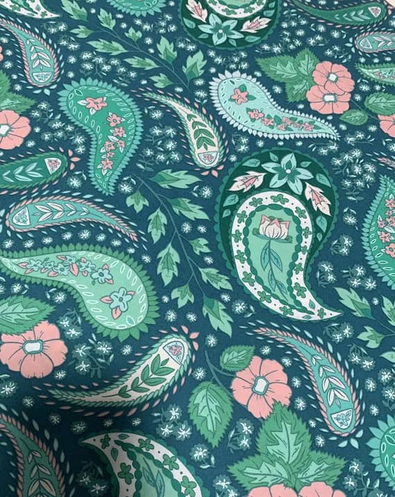 jade cotton fabric - Cultivating Botah Jade Green Paisley - Art Gallery 100% Cotton Fabric