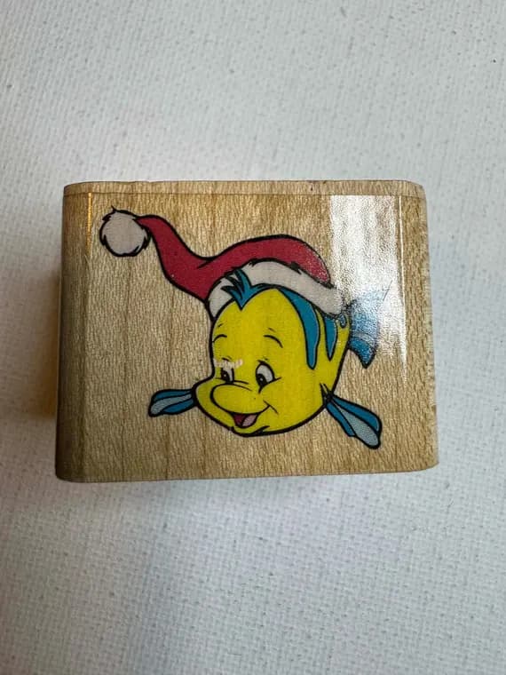 none - 1-1/8"x1-1/2" Flounder Claus the Little Mermaid Wood Mounted Rubber Stamp. (A518-B) By Rubber Stampede