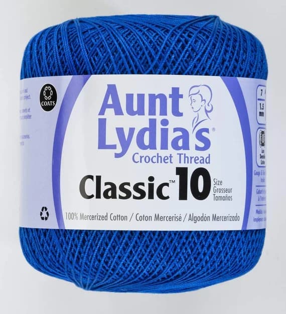royal none - Coats Aunt Lydia's Crochet Cotton Thread Classic Size 10; Dark Royal Blue (154-487) 350 Yards