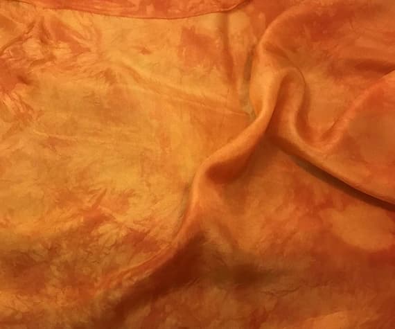 orange habotai fabric - Hand Dyed PUMPKIN ORANGE China Silk HABOTAI Fabric