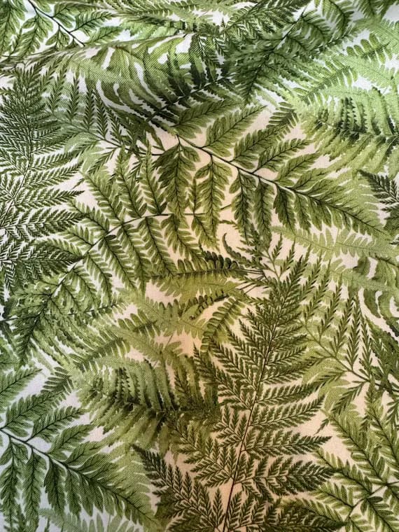 white cotton fabric - Green Ferns on White - Orchids In Bloom - by Michel Design Works for Northcott Cotton Fabric