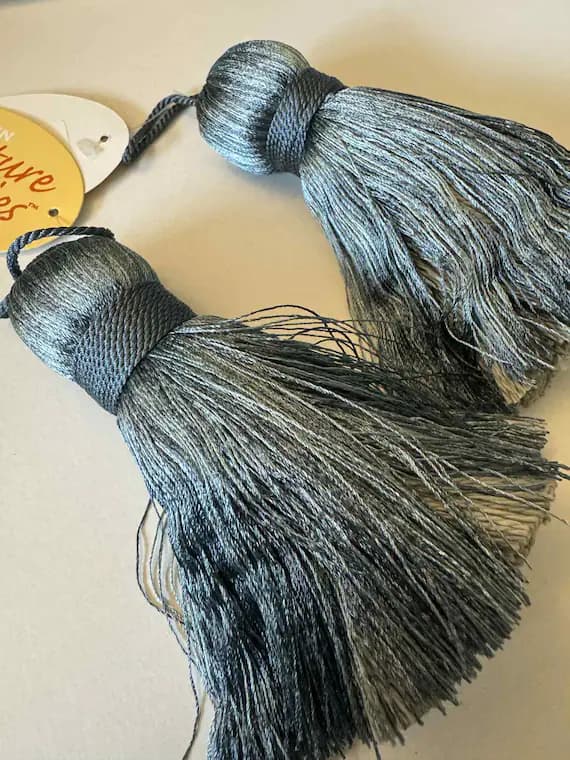 blue none - French Blue 6" Maxibelle Key Tassel Fringe Vintage New by Conso Set of 2