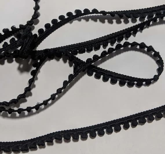 black none - BLACK French Pom Pom Trim (3/8" wide)