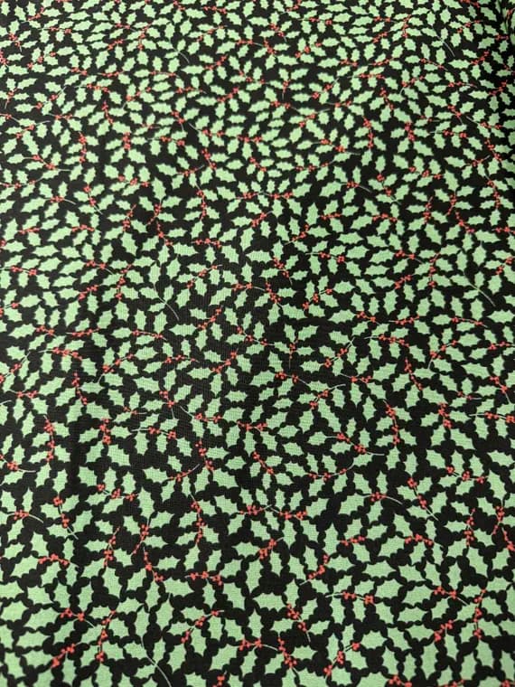 cotton fabric - The 12 Days of Christmas Holly Leaves by Lewis & Irene 100% Cotton Fabric