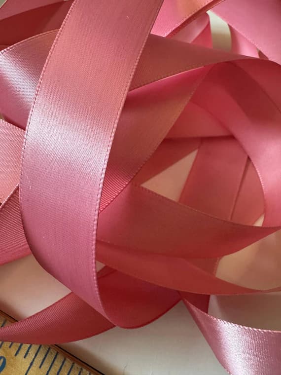 pink none - Vintage Rosy Pink Single Face Satin Ribbon Trim 7/8" wide x 4.5 Yards
