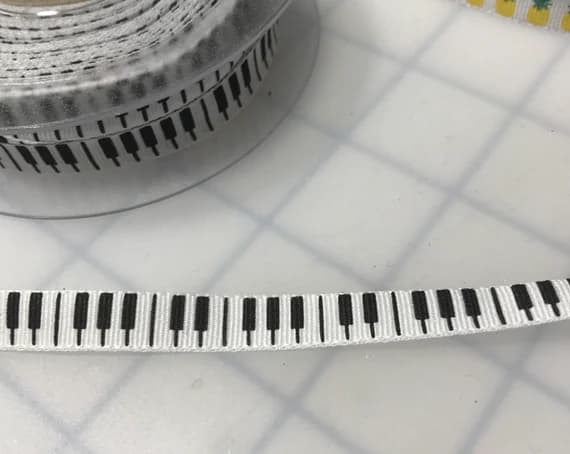 none - Piano Keys Grosgrain Ribbon Trim 3/8" Made in France (3 yards)