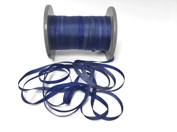 royal none - Hand Dyed Dark Royal Blue #34 Pure Silk Embroidery Ribbon 4mm 1/8" wide Japan -3 yards-