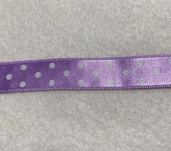 lavender none - Lavender with White Polka Dots Double Sided Satin Ribbon Trim Made in France 9/16" wide