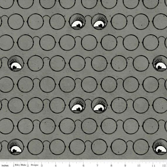gray cotton fabric - Spooky Specs Gray - Goose Tales - by J. Wecker Frisch for Riley Blake Fabrics 100% Cotton Fabric